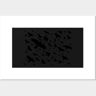 Flock of birds - Black Posters and Art